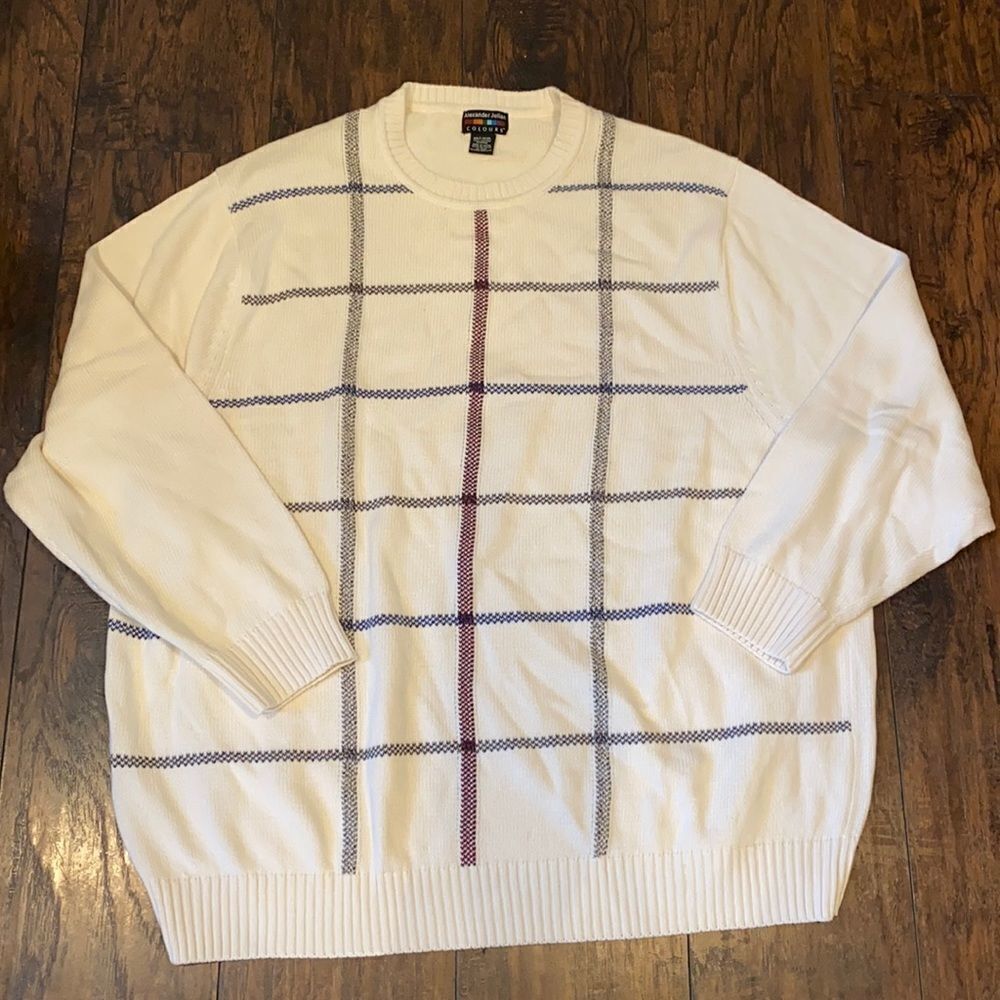 Alexander Julian Colours 100% Cotton sweater size 2XLT EUC window pane design